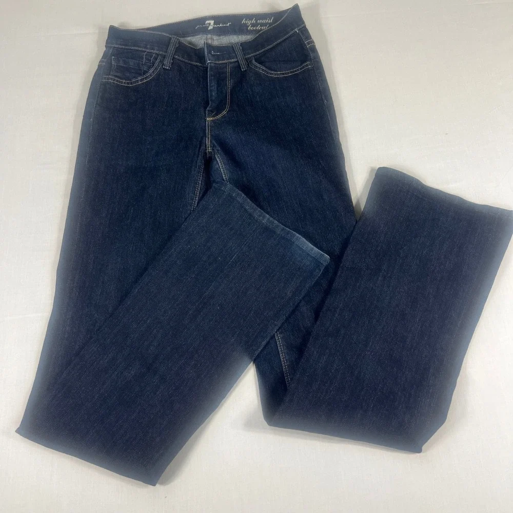 7 For All Mankind High Waist Bootcut Jeans Dark Wash Size 24 Made in USA